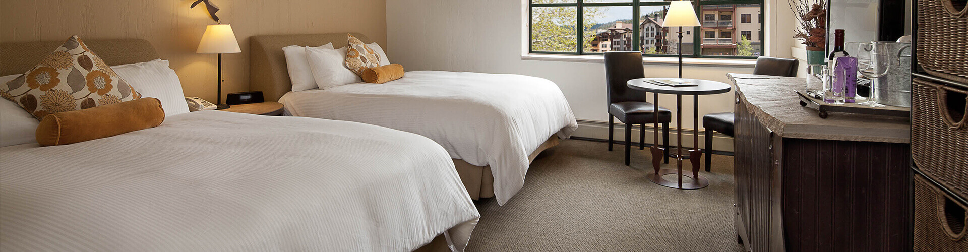 Internal view of a room with two double beds