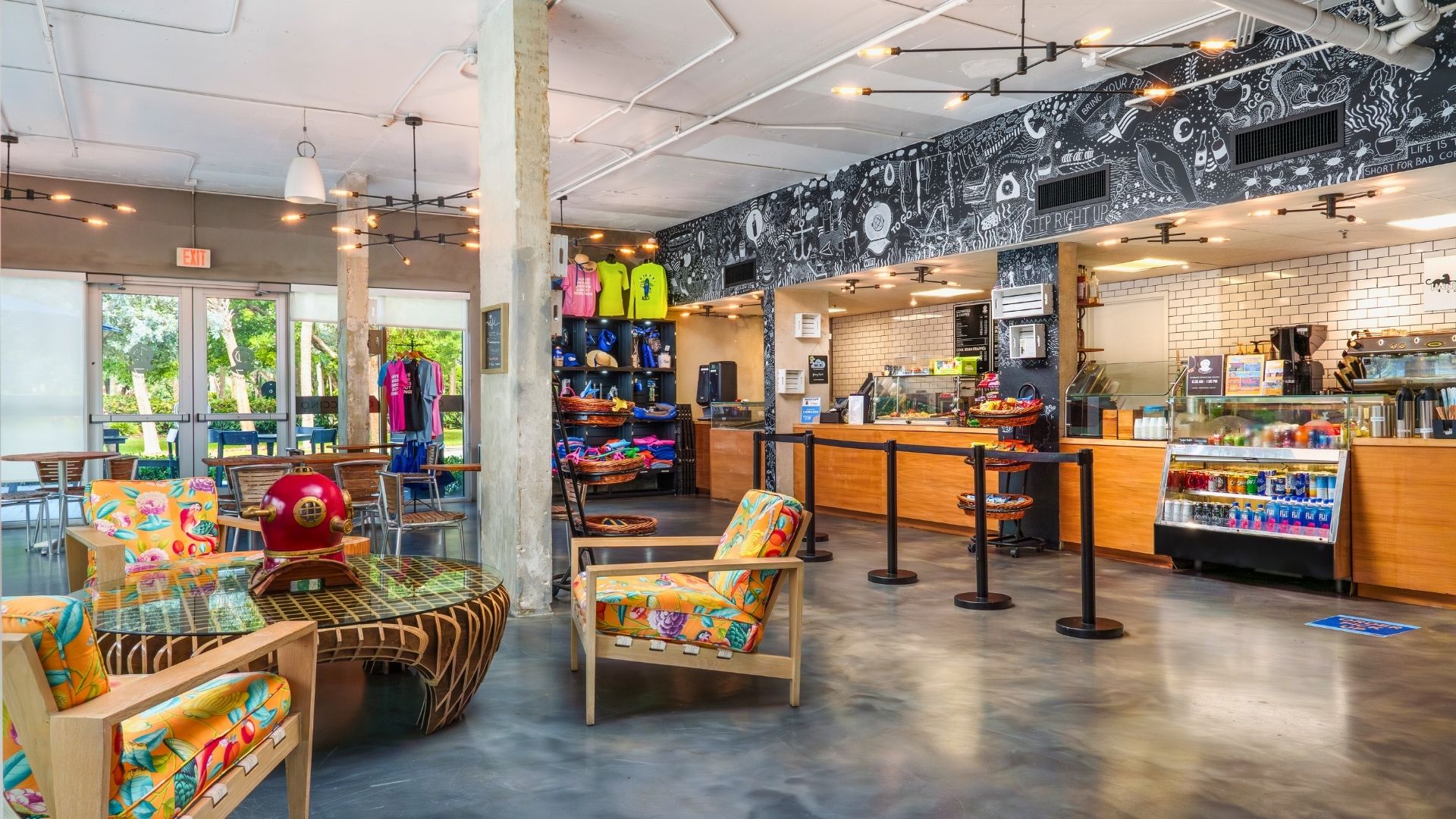 a room with a table and chairs