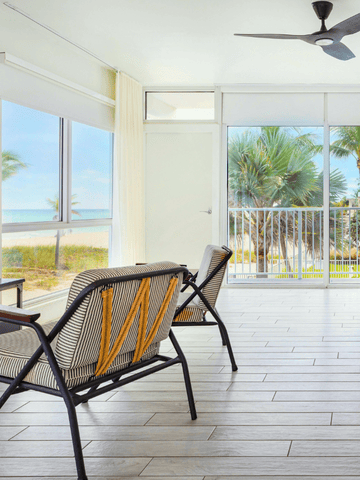 a room with a chair and a desk