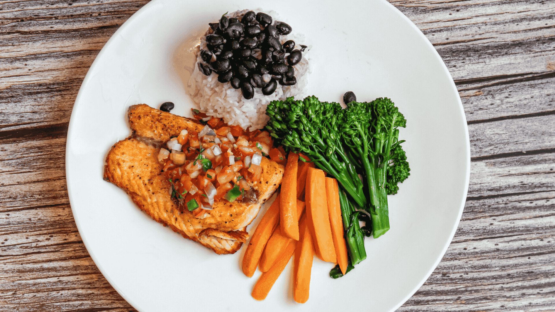 a plate of food with rice and vegetables