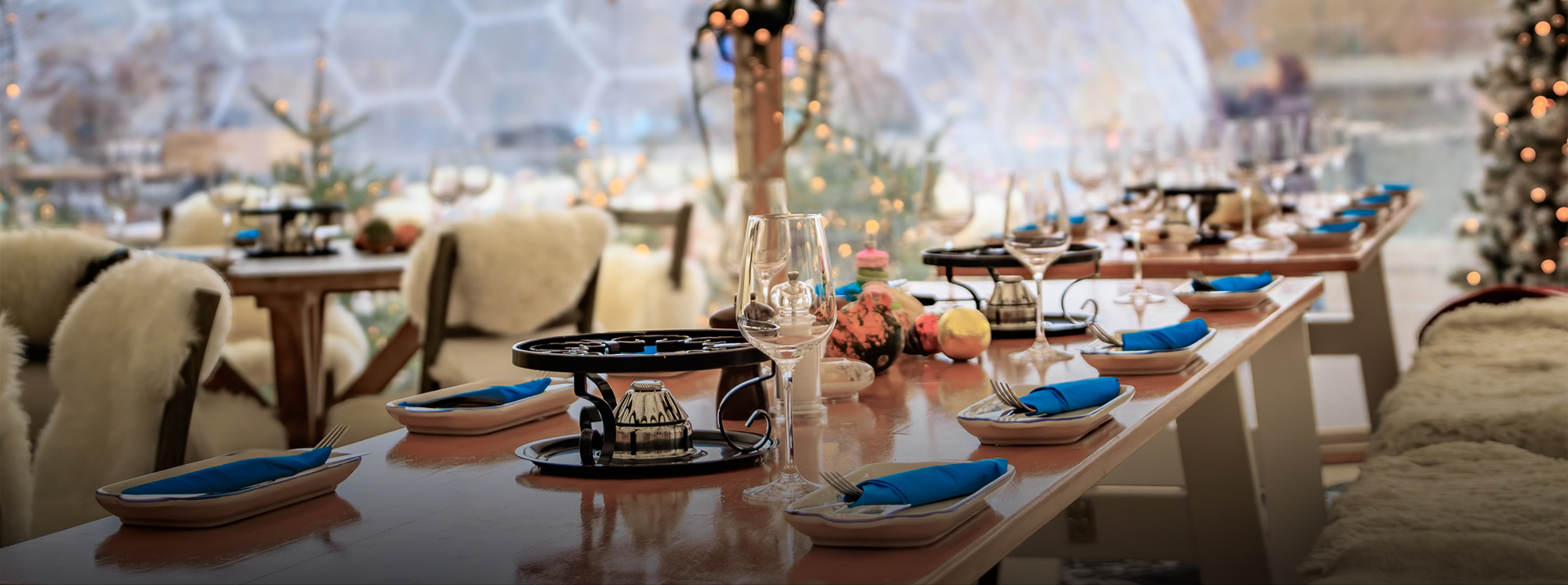 a table with plates and glasses on it