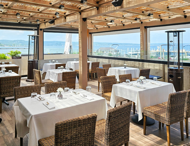 a restaurant with tables and chairs