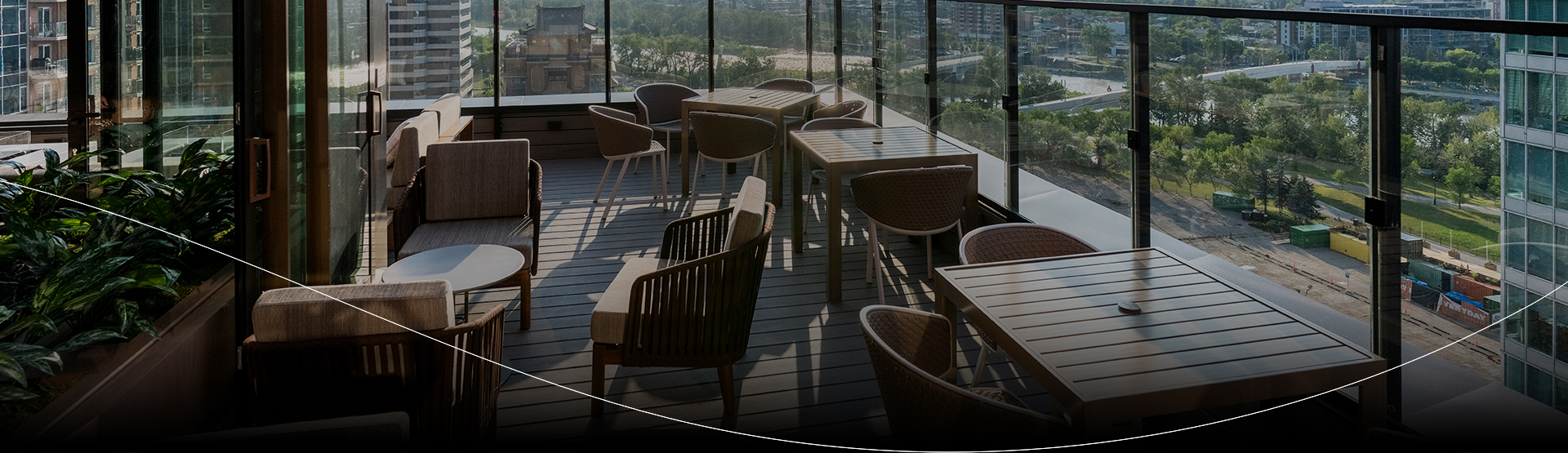 a table and chairs on a deck