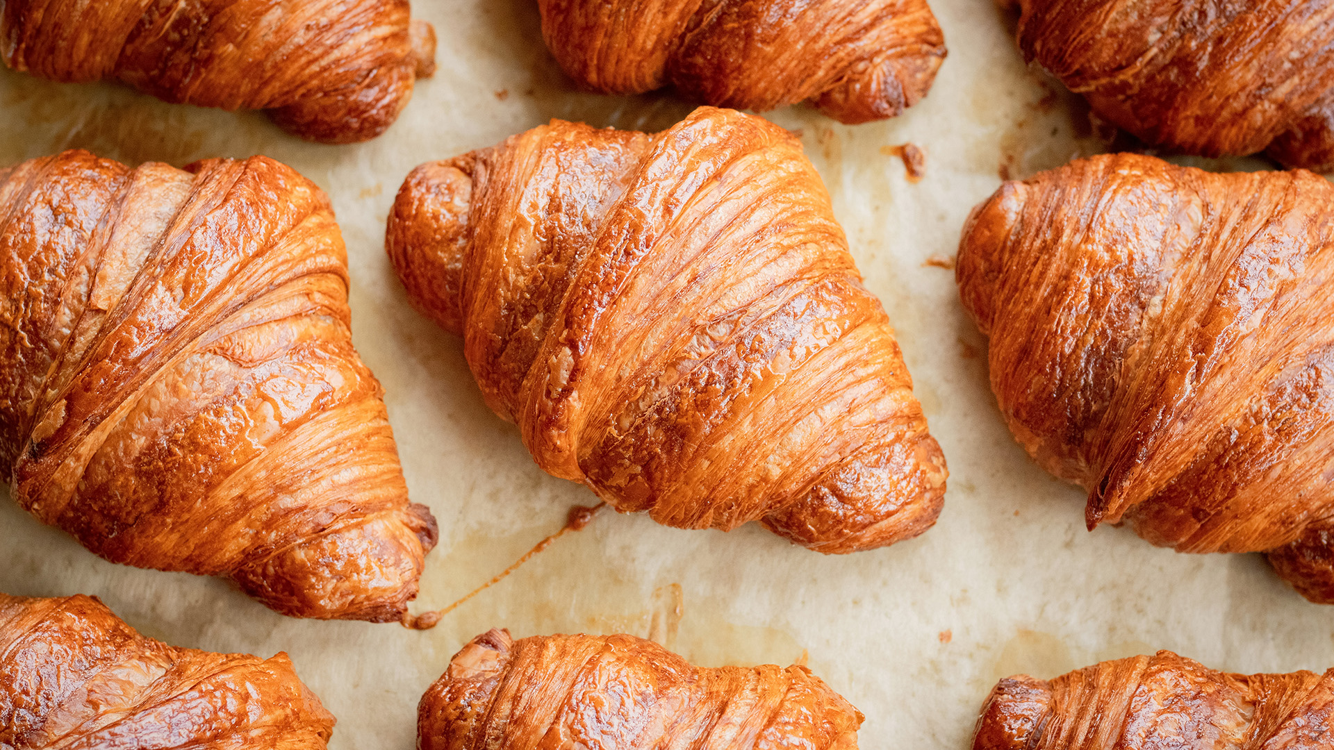 a group of croissants on a paper