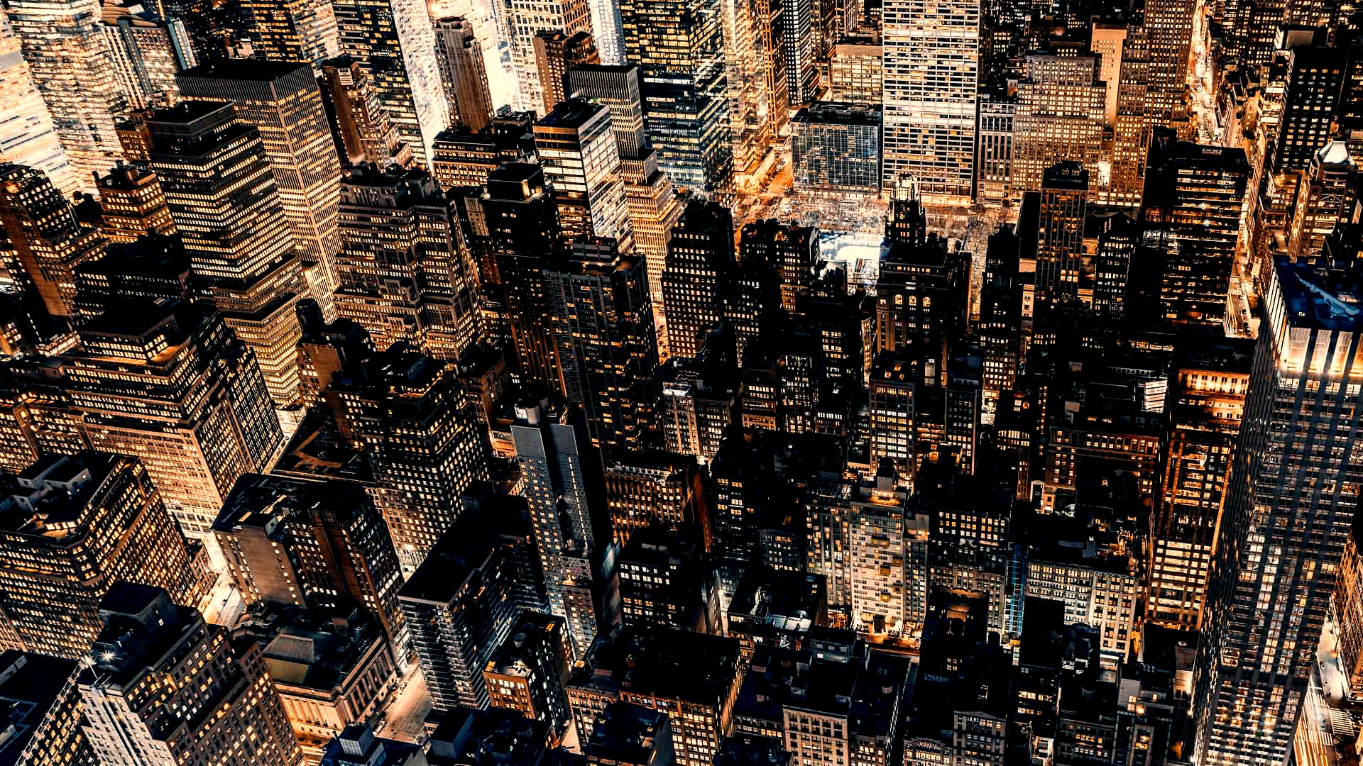 a city skyline at night