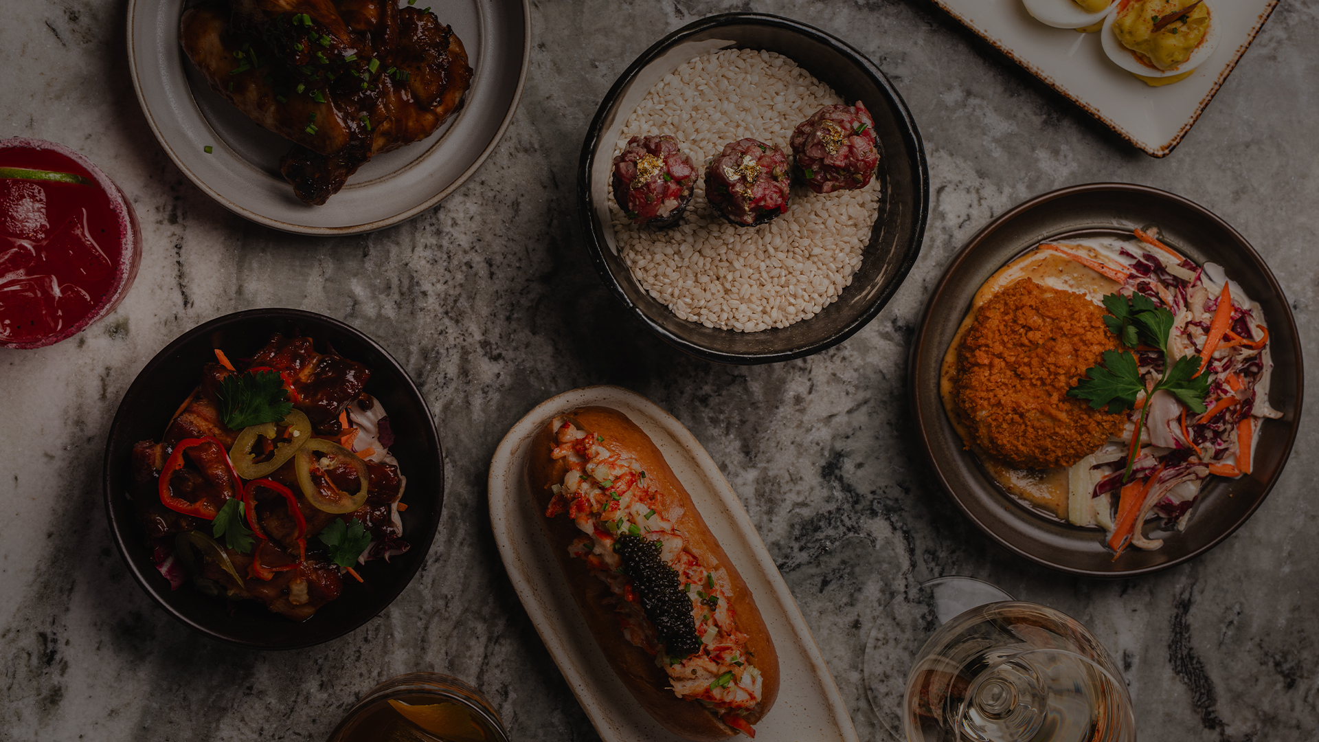 a table with plates of food