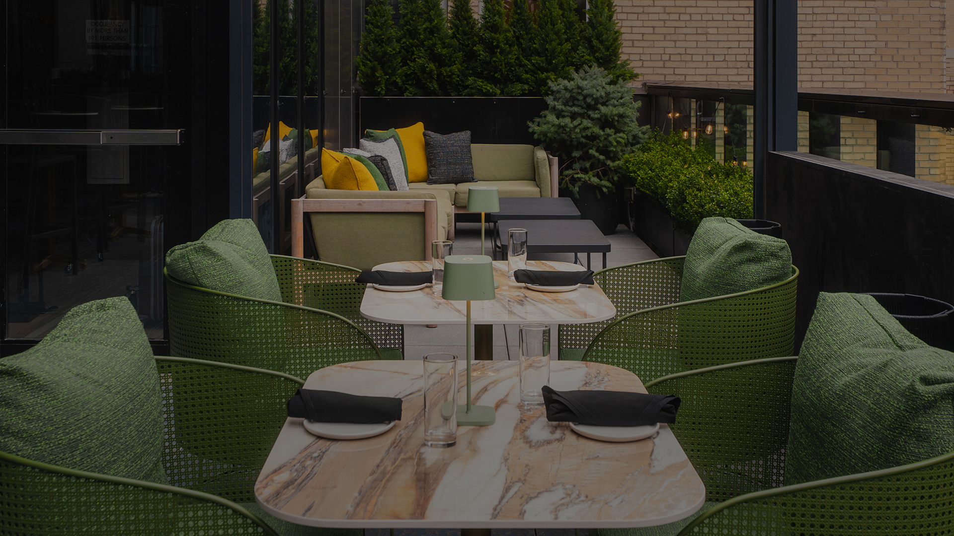 a table and chairs on a patio