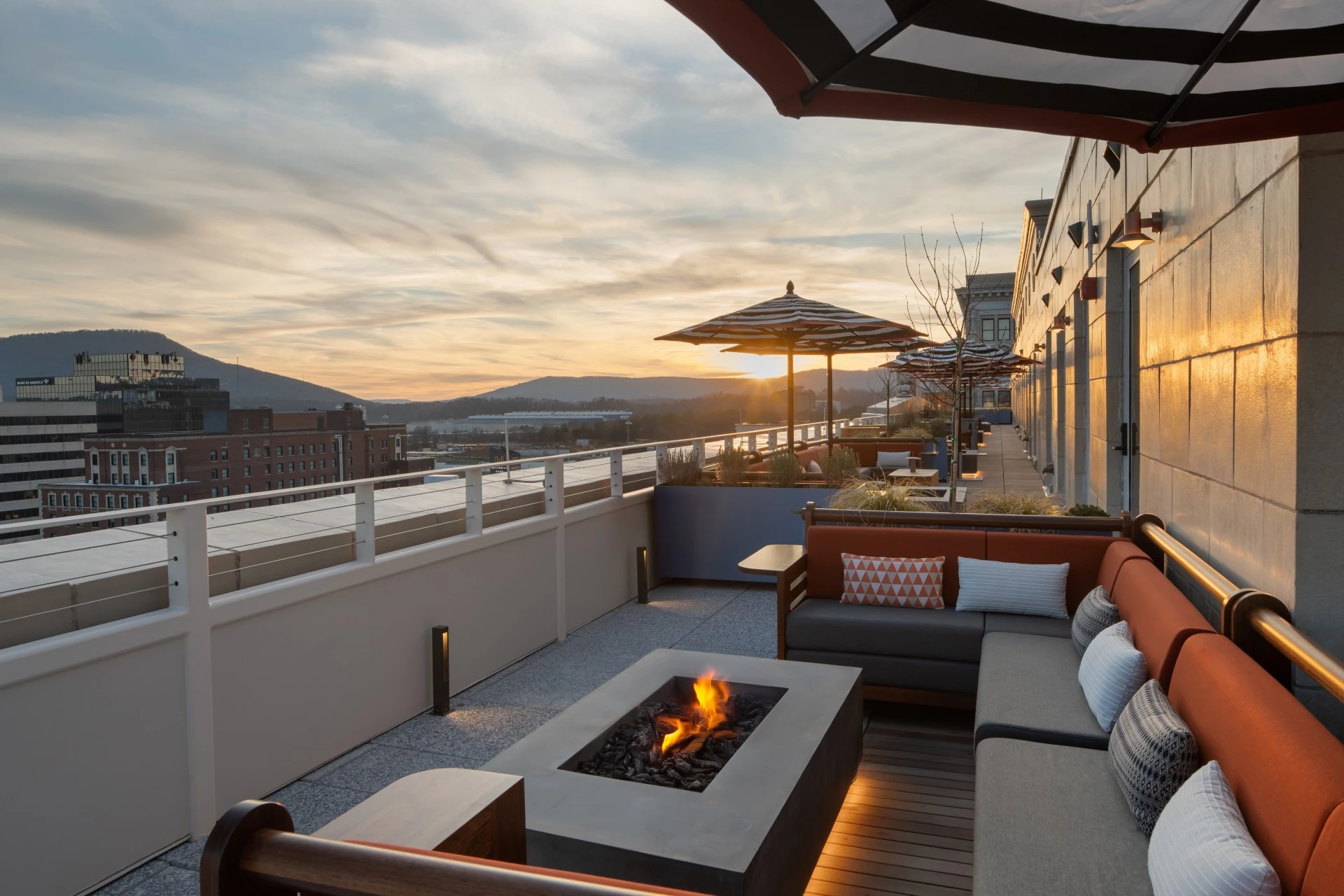 a fire pit on a rooftop
