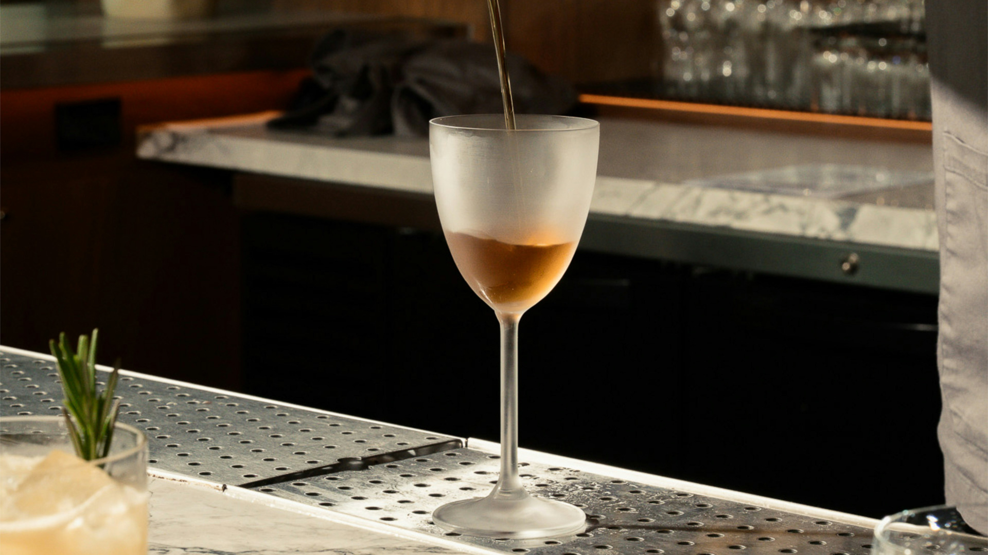 a glass with liquid in it