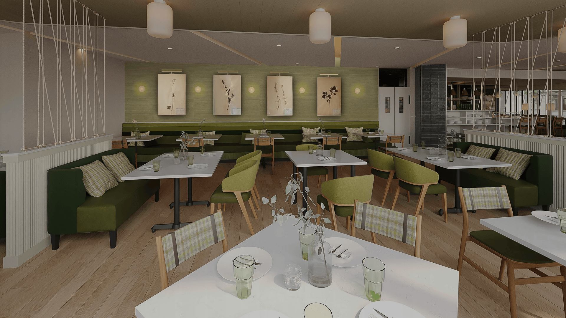 a restaurant with tables and chairs