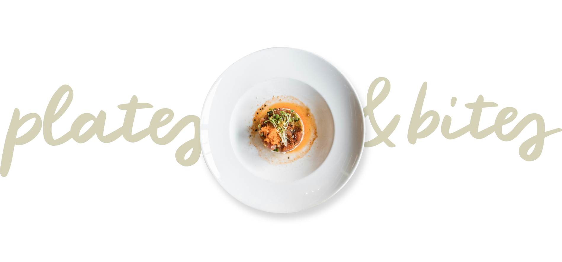 a plate of food with text above