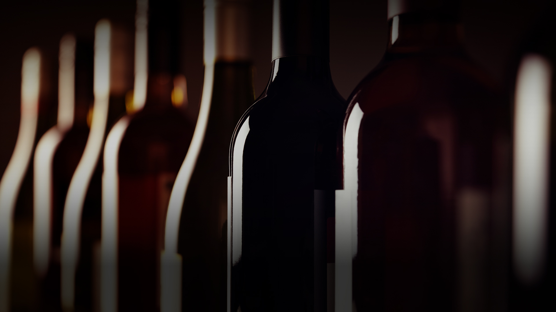 a group of wine bottles