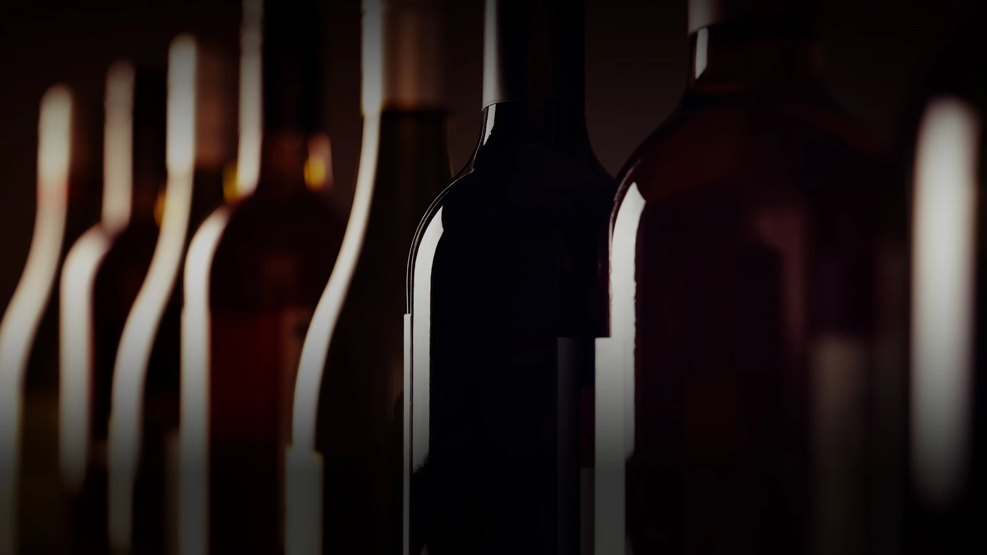 a group of wine bottles