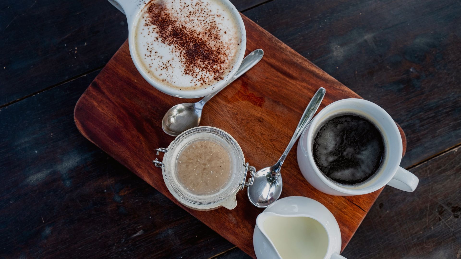 a tray of coffee and milk