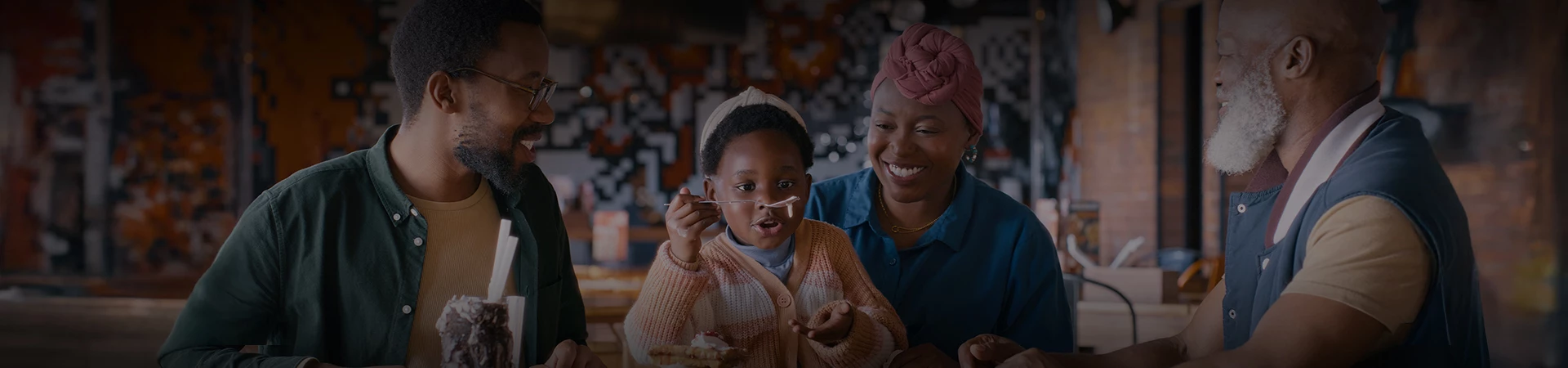 a woman and child eating