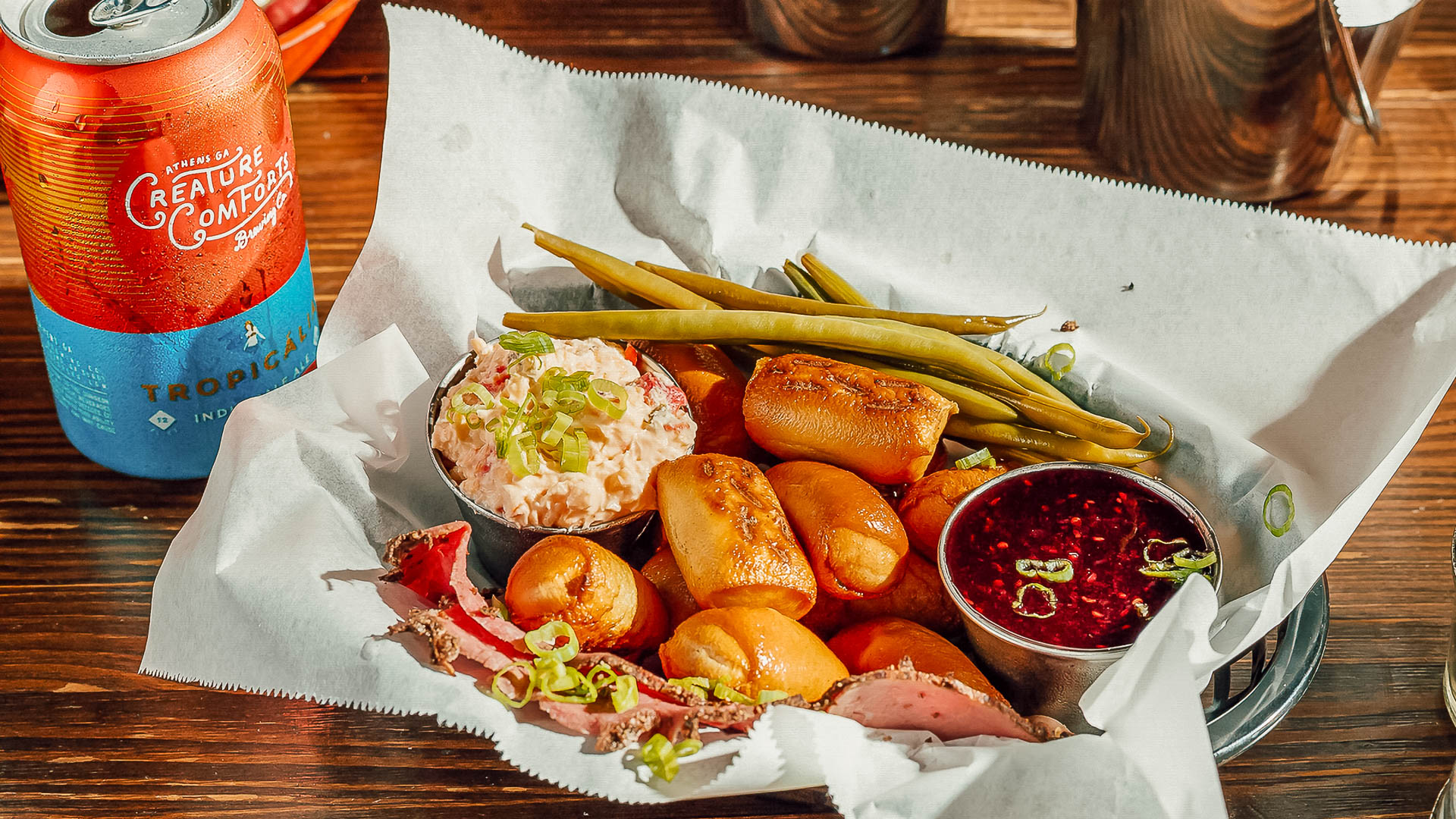 a tray of food on a table