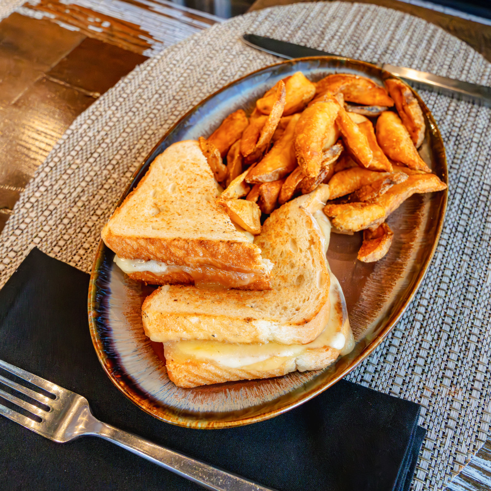 a plate of food on a place mat