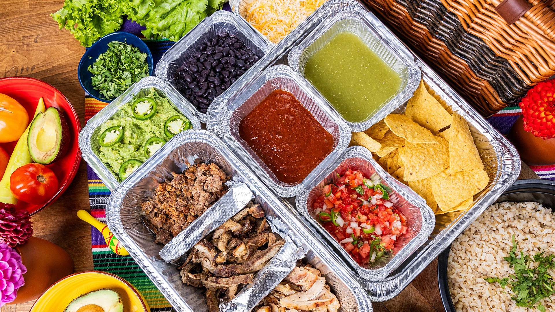 a trays of food in foil