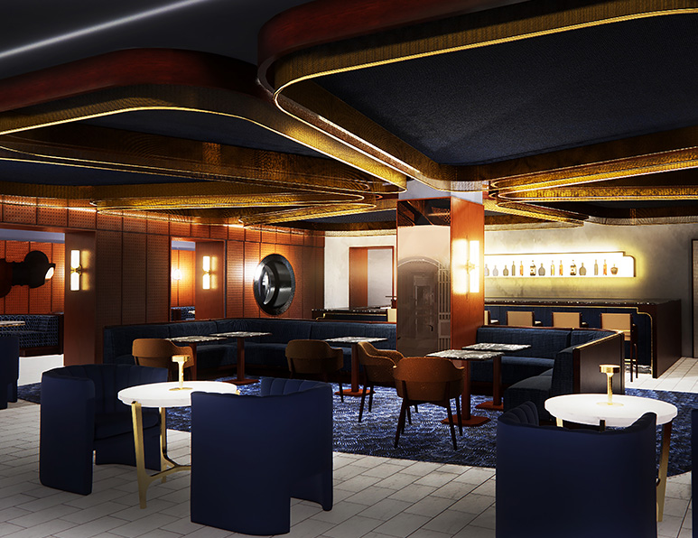 a room with tables and chairs