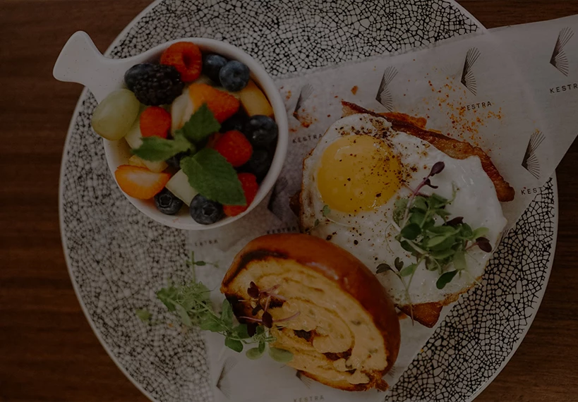 a plate with food on it