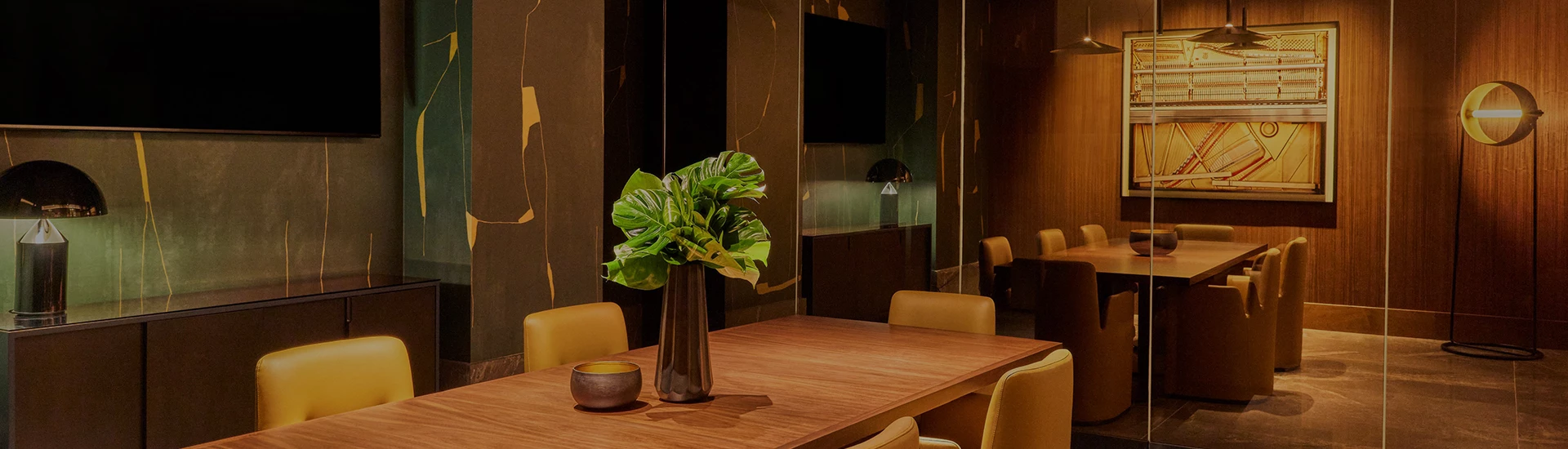 a table with a plant in it