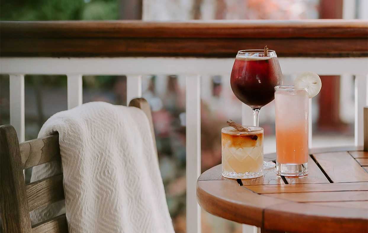 a group of drinks on a table