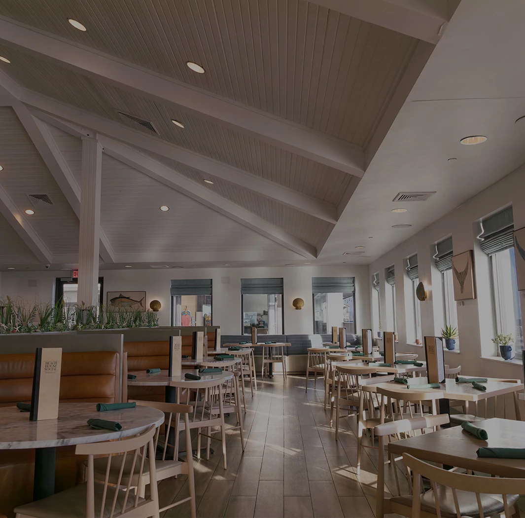 a room with tables and chairs