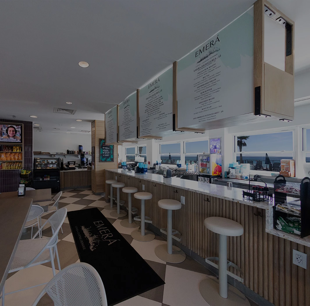 a restaurant with tables and chairs