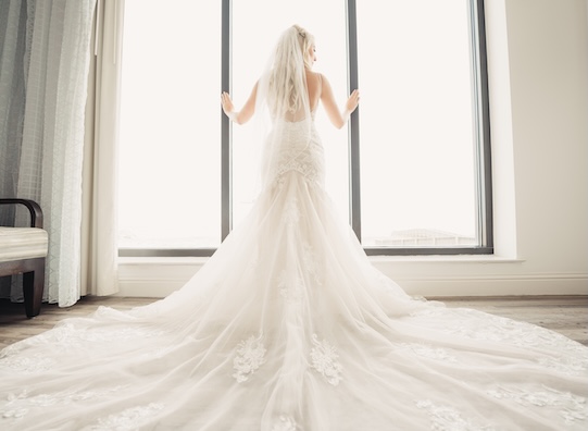 a woman in a wedding dress