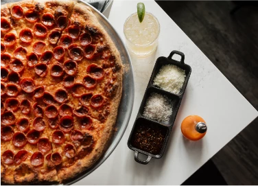 a pizza on a table