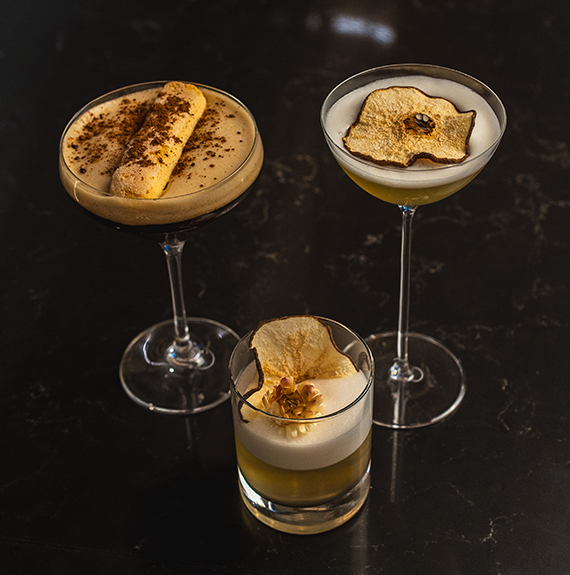 a group of drinks on a table