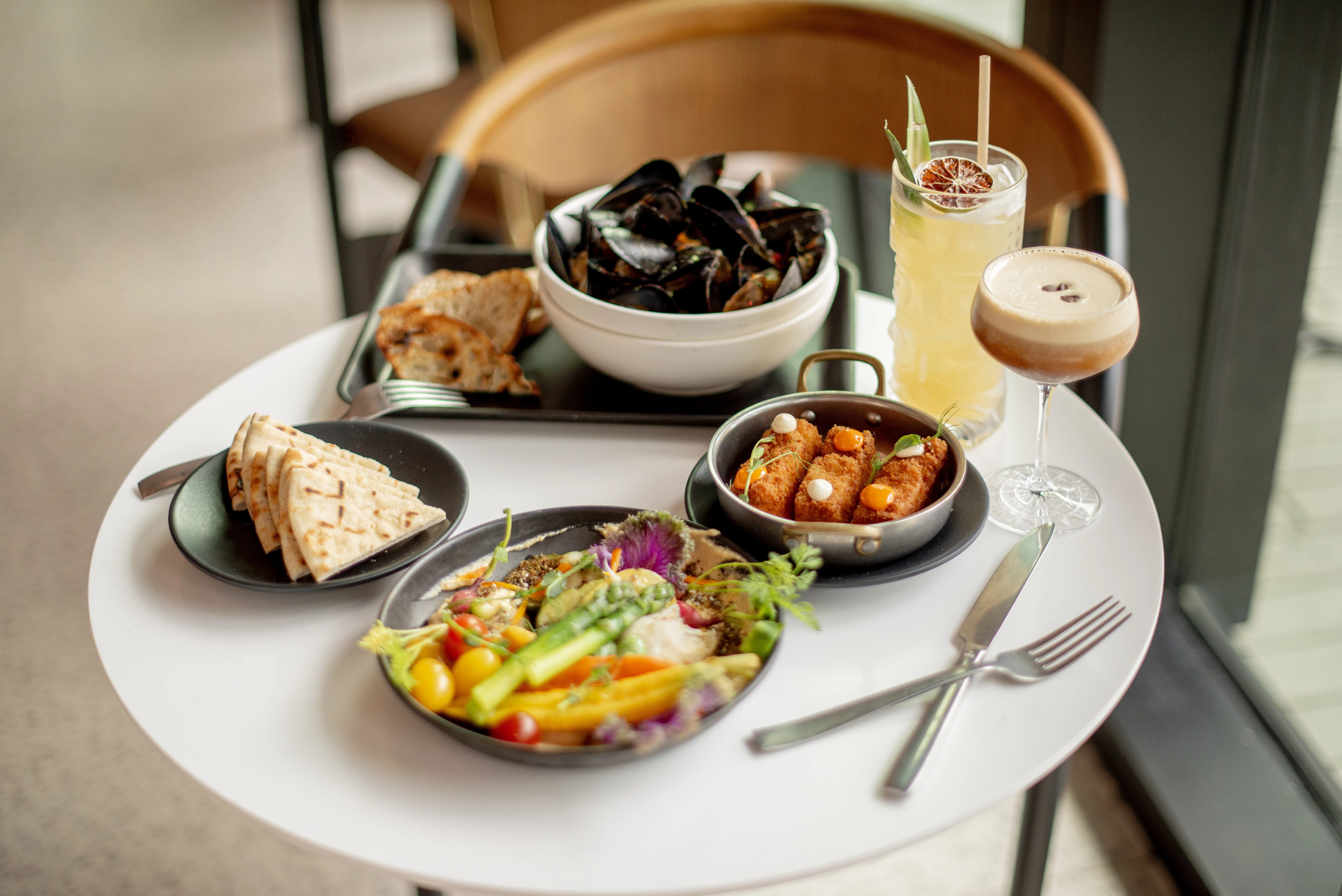 a table with food on it