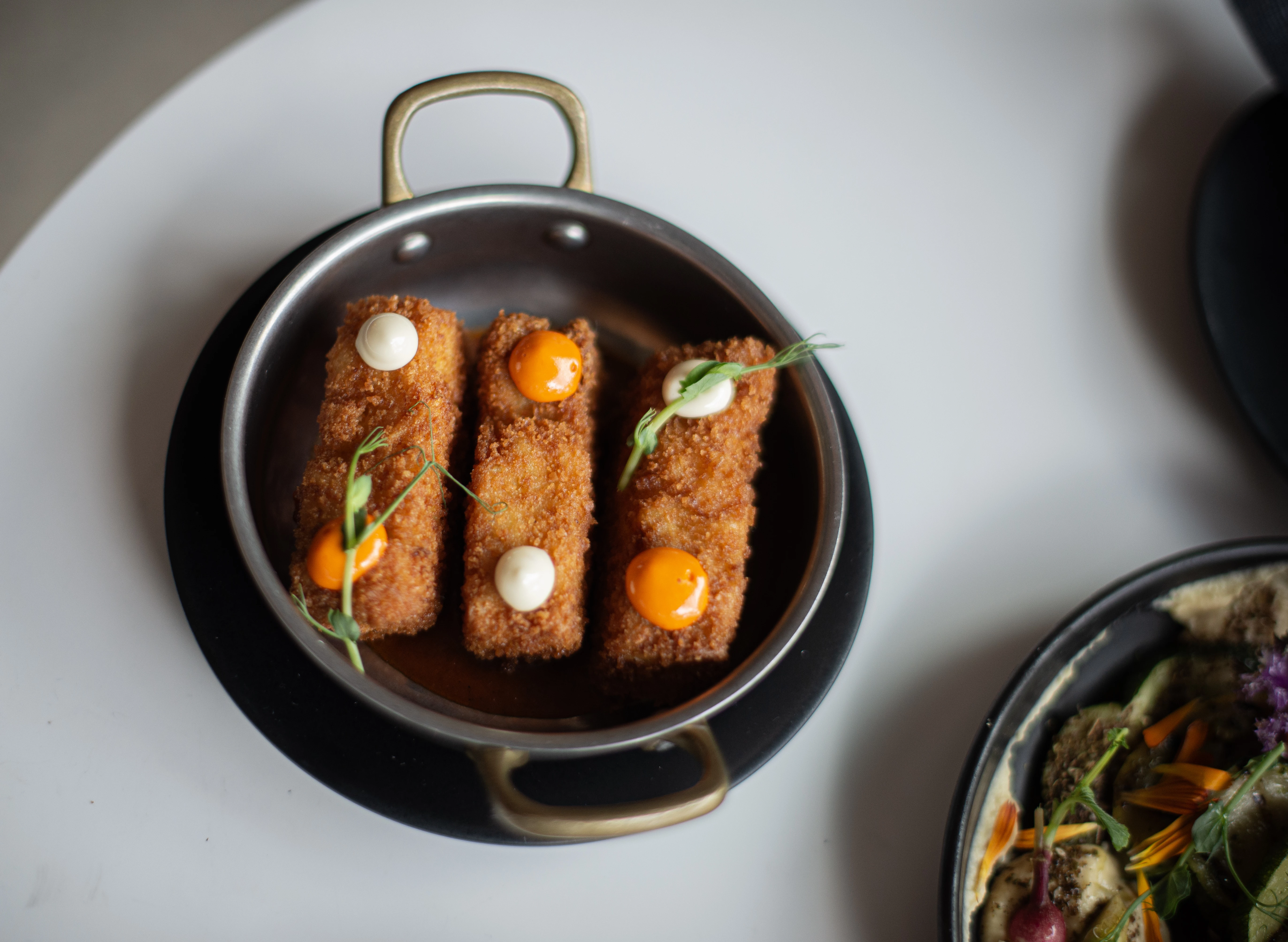food in a pan on a table