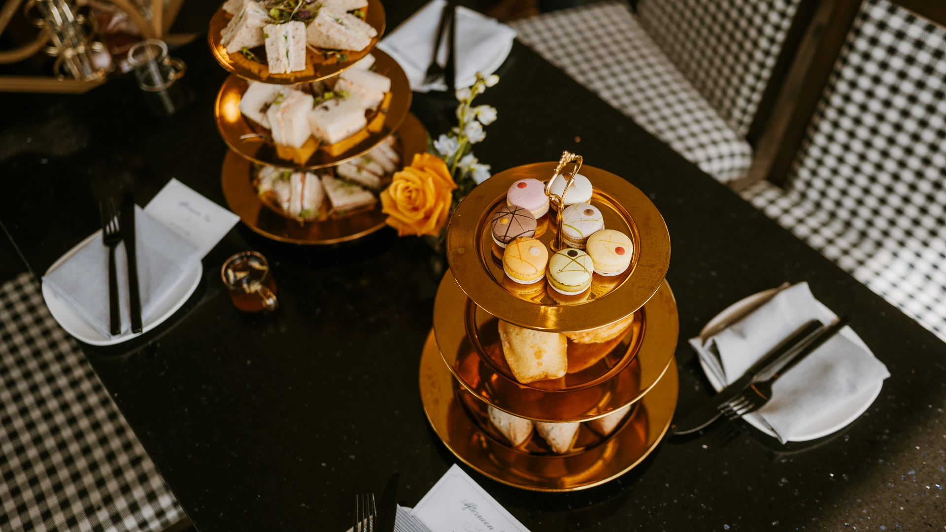 a trays of food on a table
