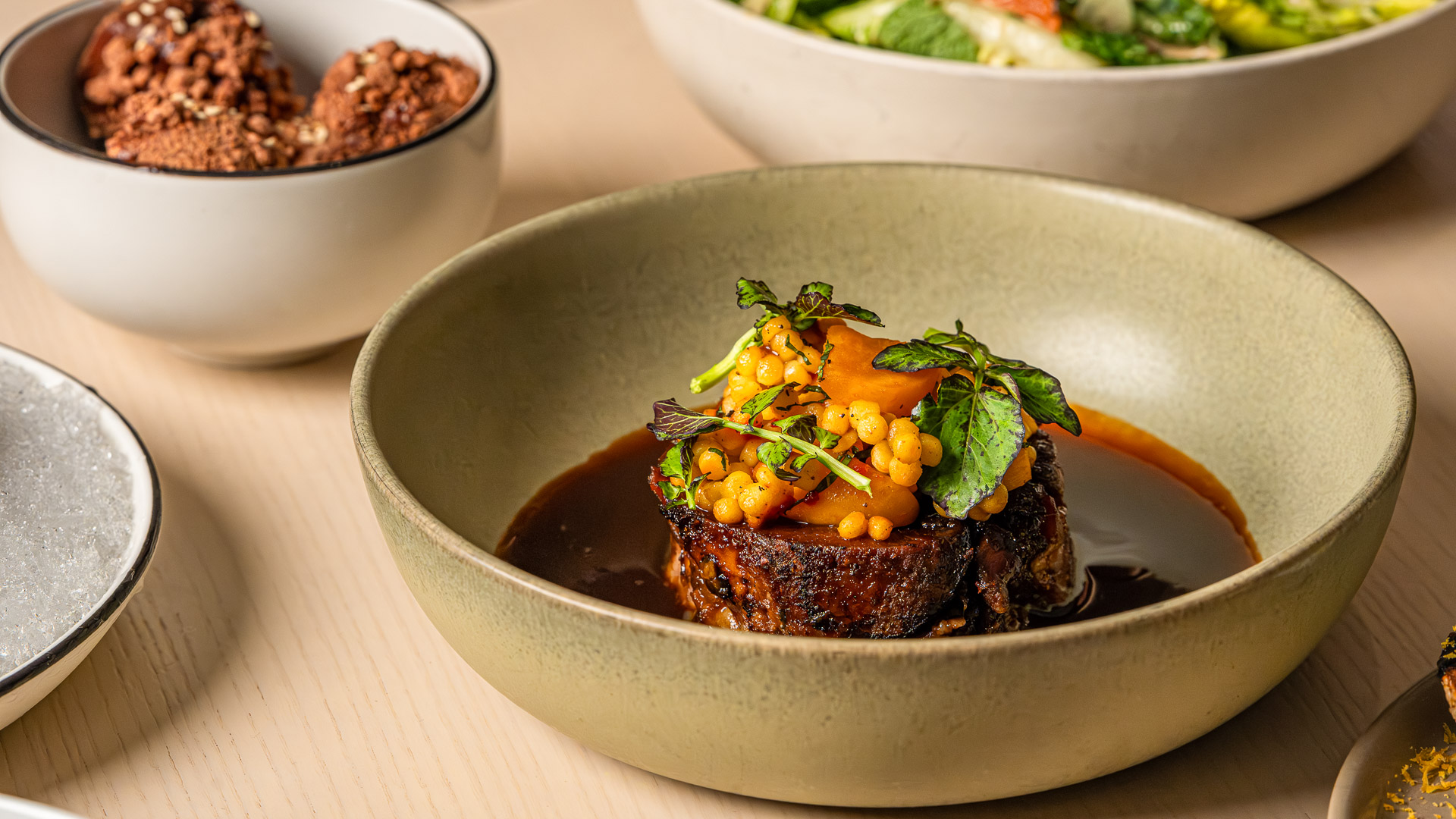 a bowl of food on a table