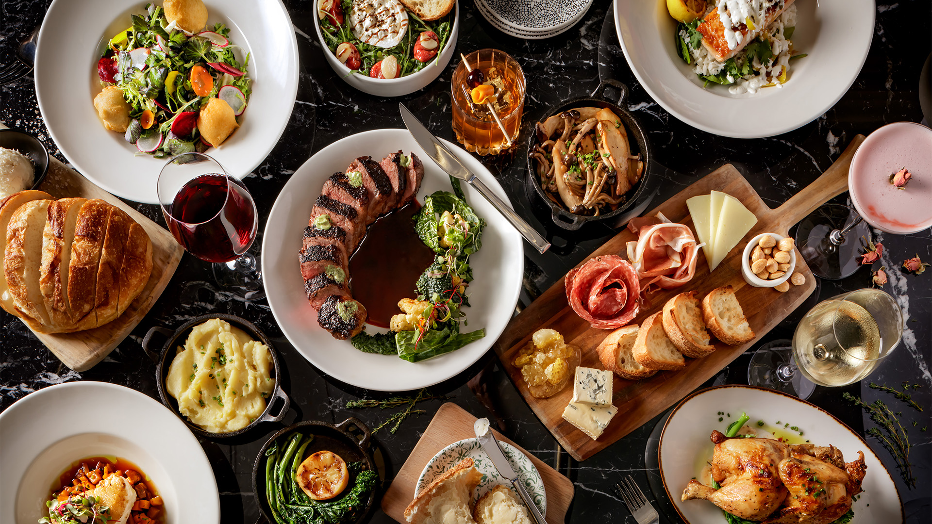 a table full of food