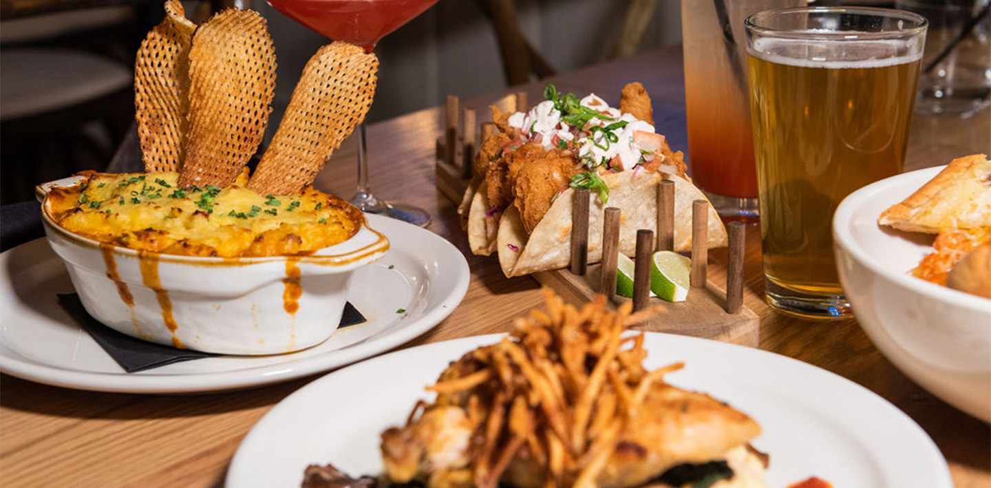 a table with plates of food