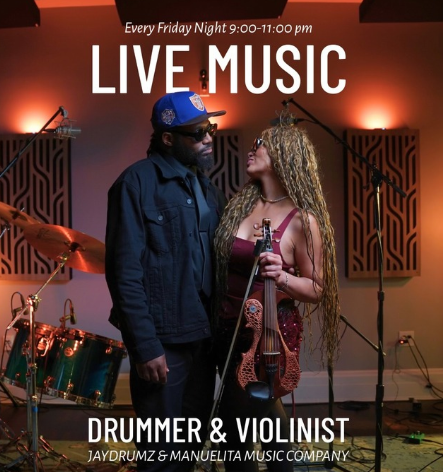 a man and woman with musical instruments