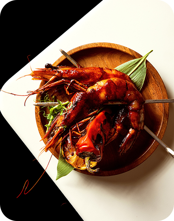 a plate of food on a white surface