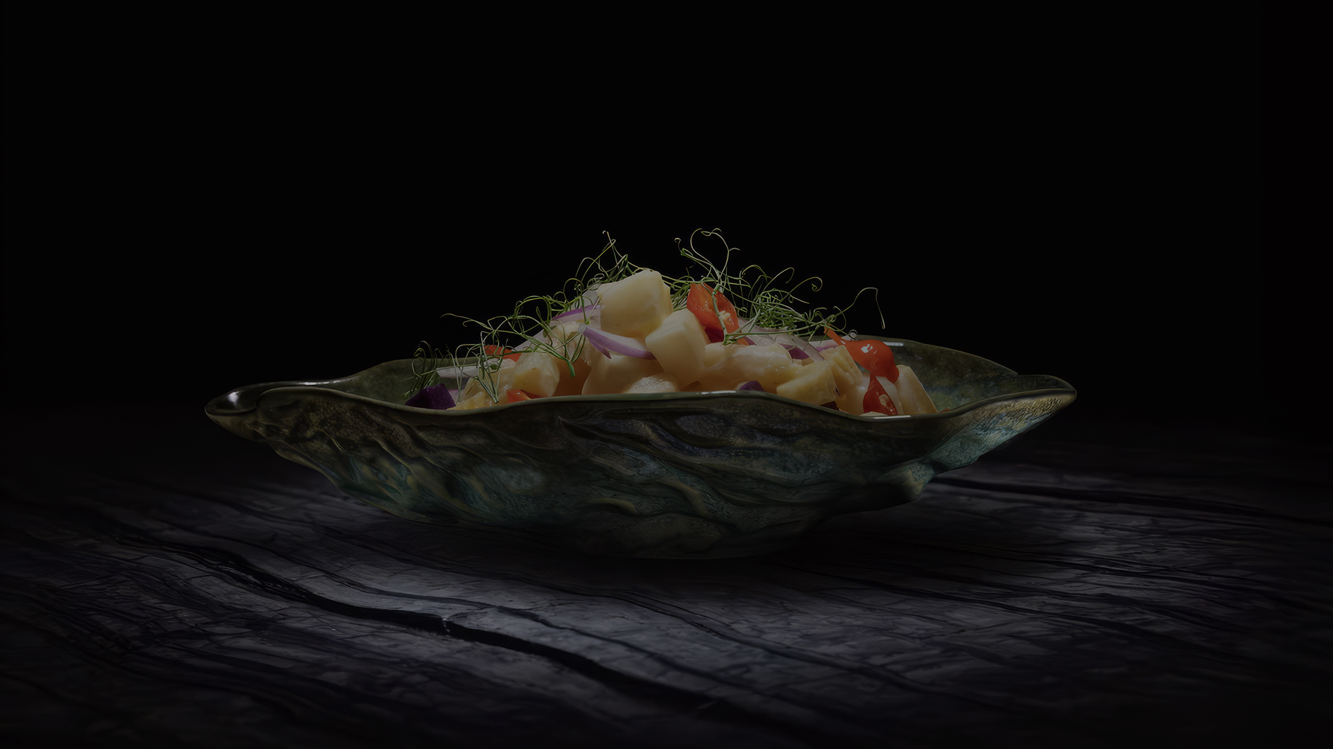 a bowl of food on a table