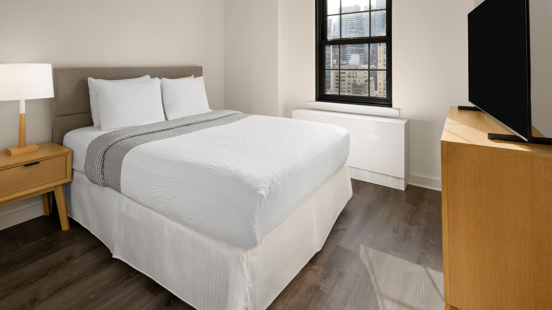 a bed in a room