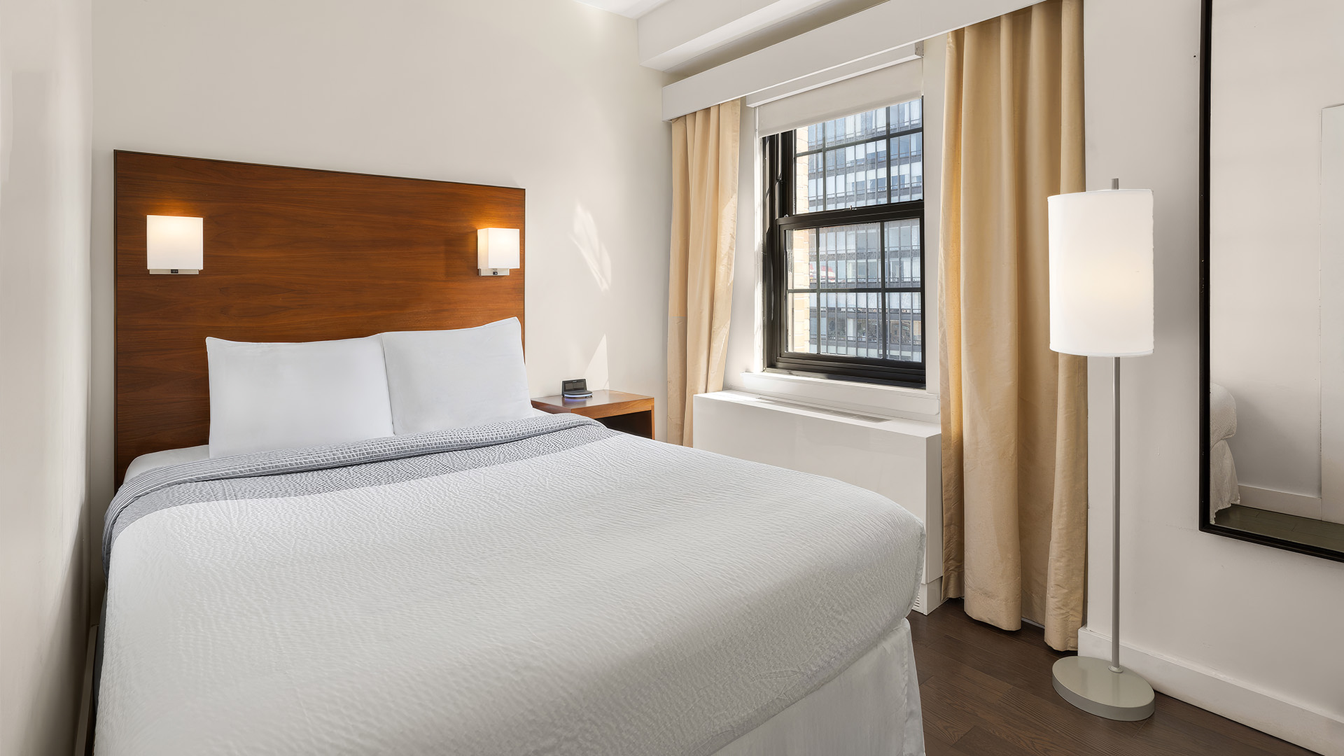 a bed in a room