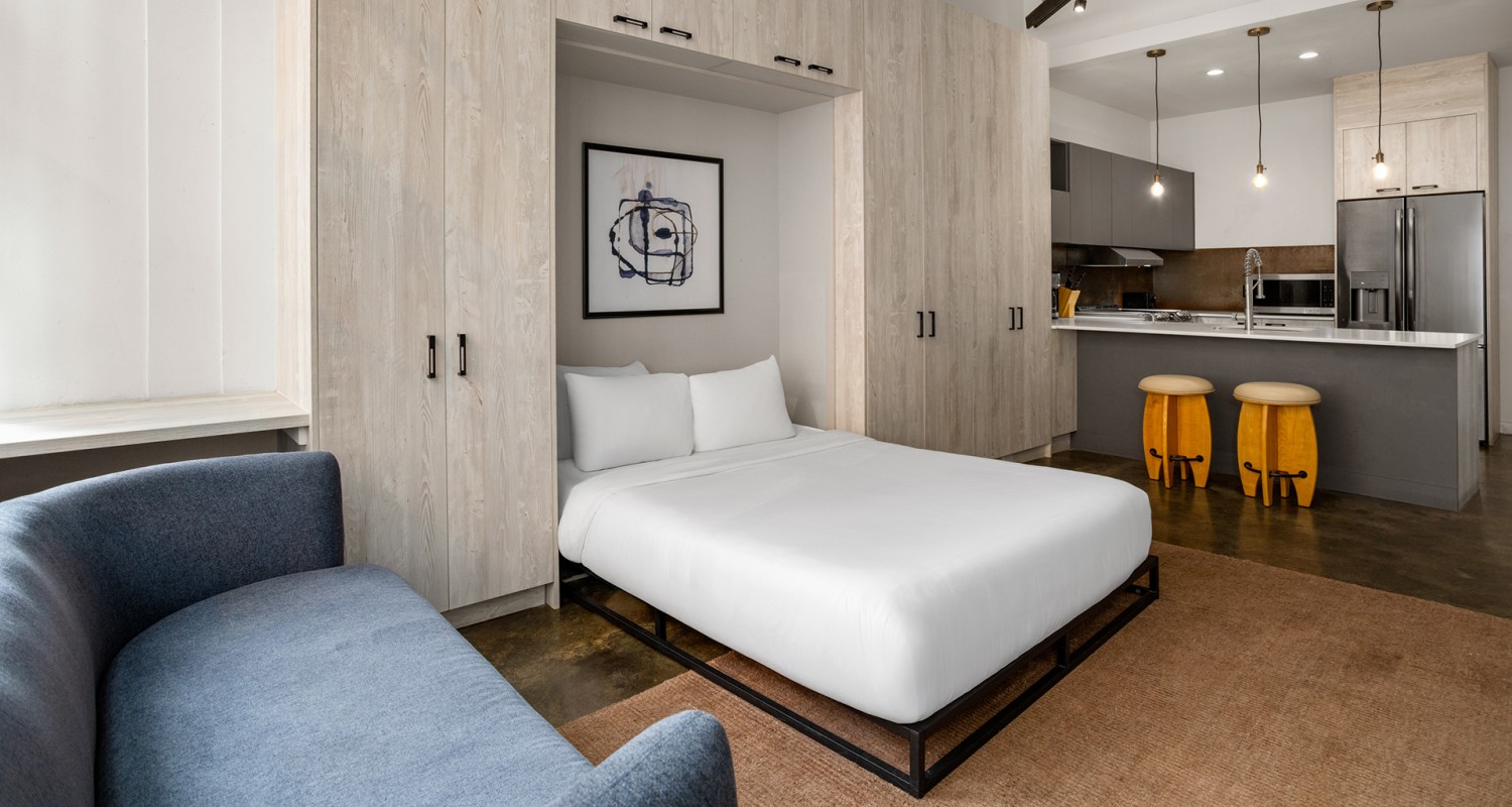 a bed in a room