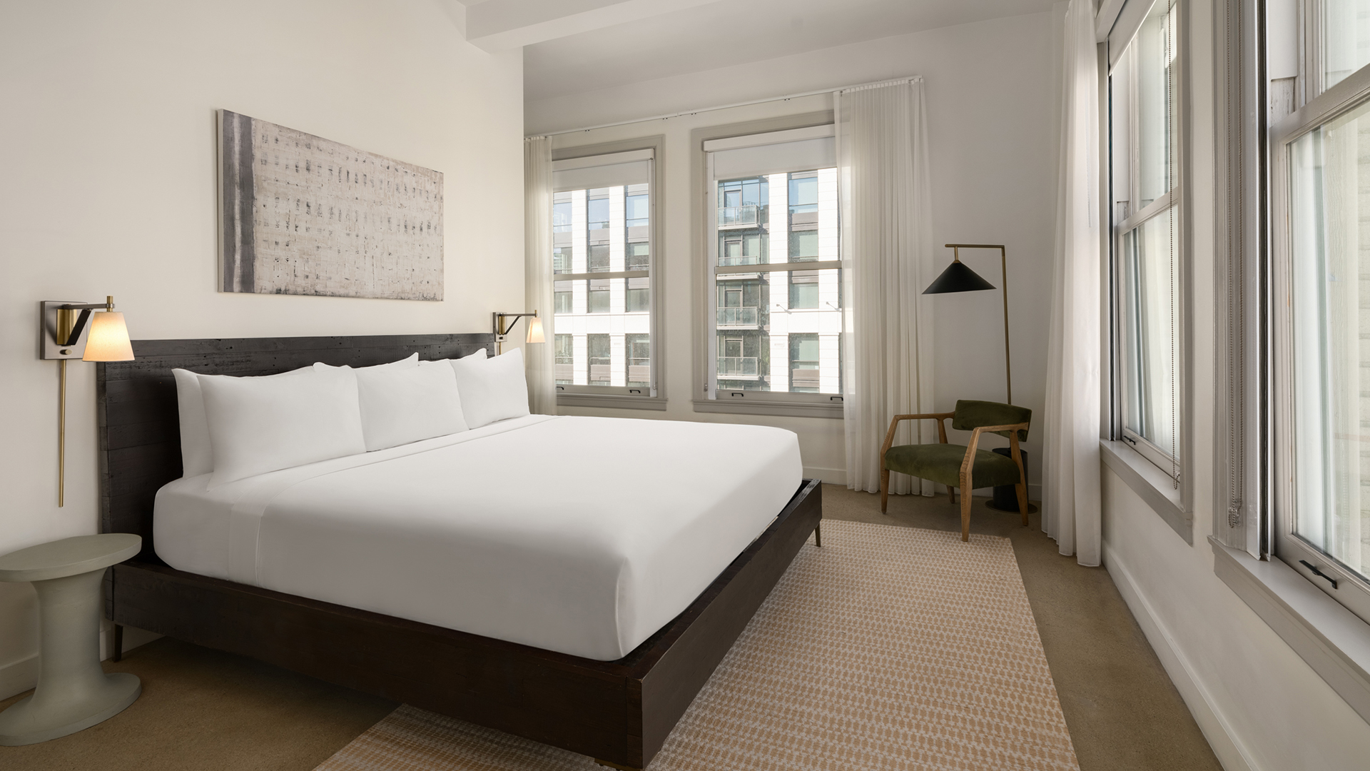 a bed in a room