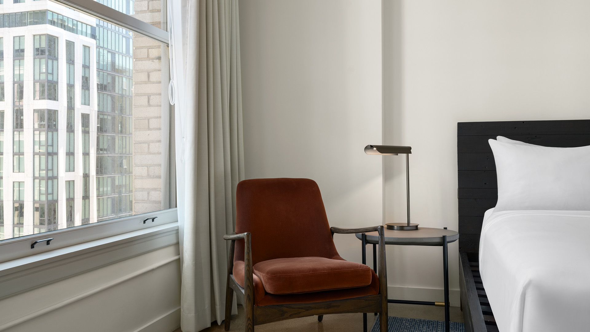 a chair next to a table