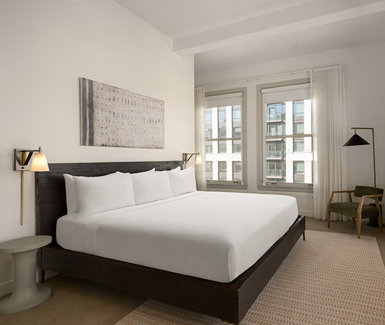 a bed in a room