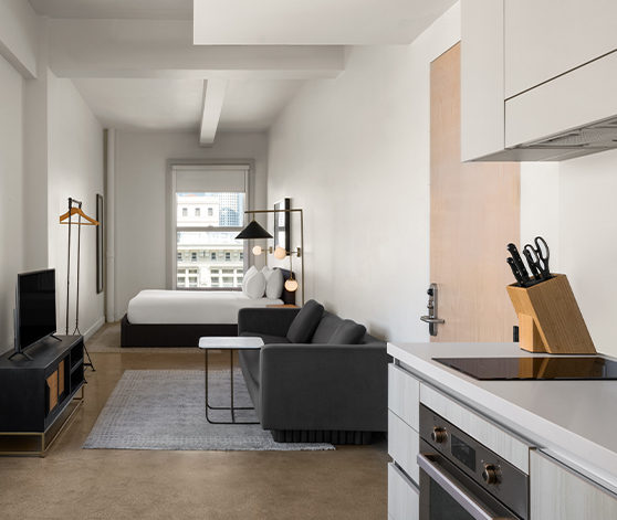 a room with a couch and a tv
