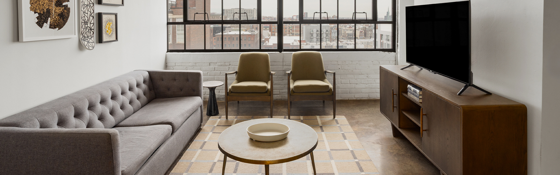 a room with two chairs and a table