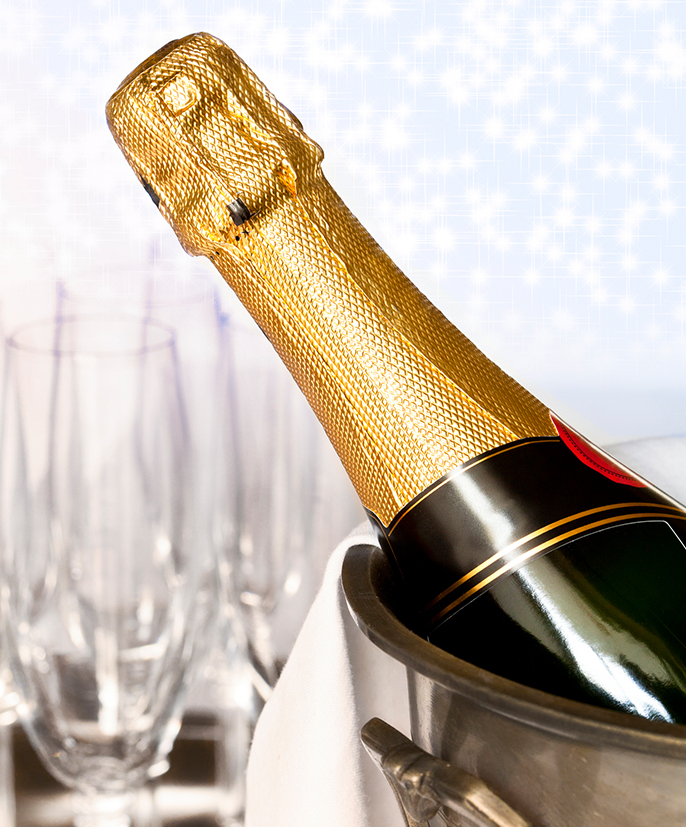 a bottle of champagne in a bucket