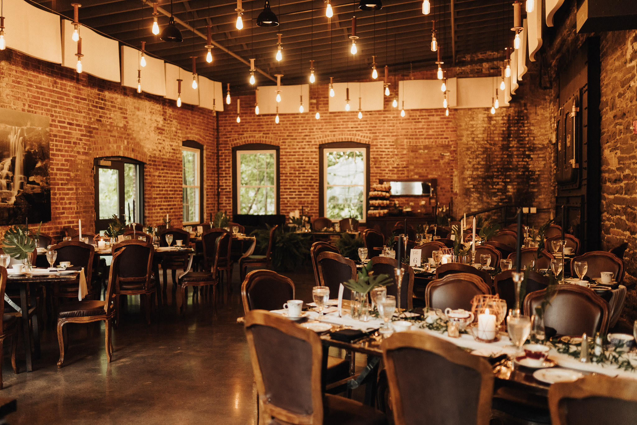 a room with tables and chairs